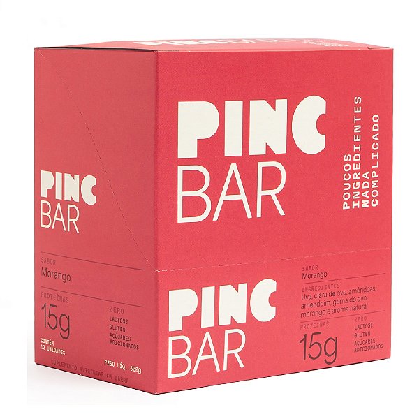 Barra de Proteína Natural sabor Morango - Pincbar 12 un.