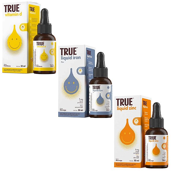 Kit Vitamin D + Liquid Iron Plus + Liquid Zinc - True Source 30ml