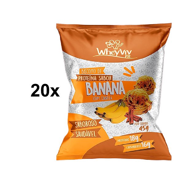 20x Biscoito De Banana - Wheyviv 45g