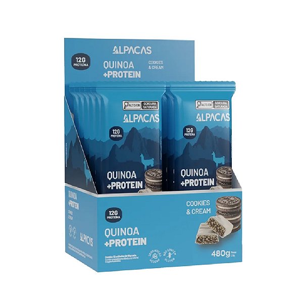 Barra De Proteína Com Quinoa Cookies & Cream - Alpacas 12 Un