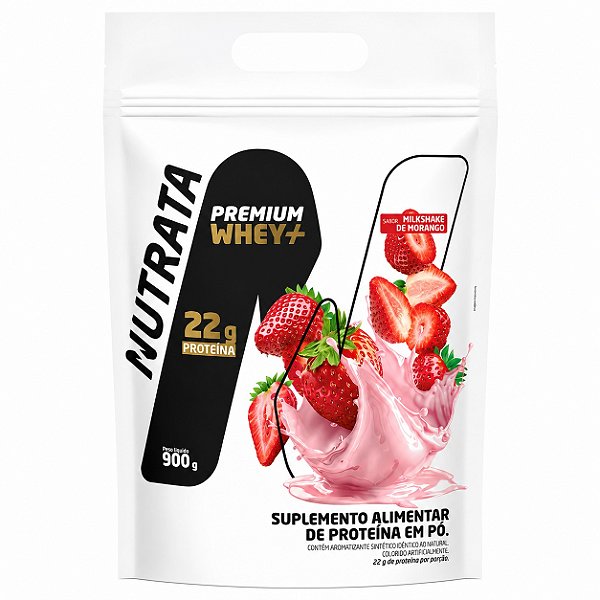 Premium Whey+ Refil Sabor Morango - Nutrata 900g