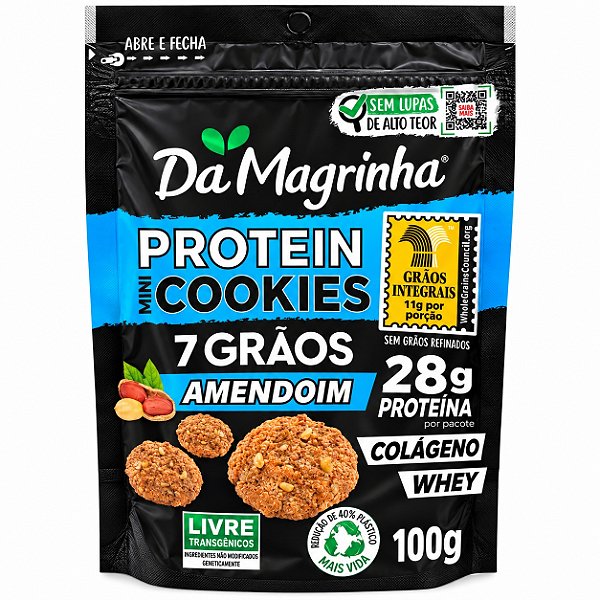 Mini Cookies Protein 7 Grãos Amendoim - Da Magrinha 100g