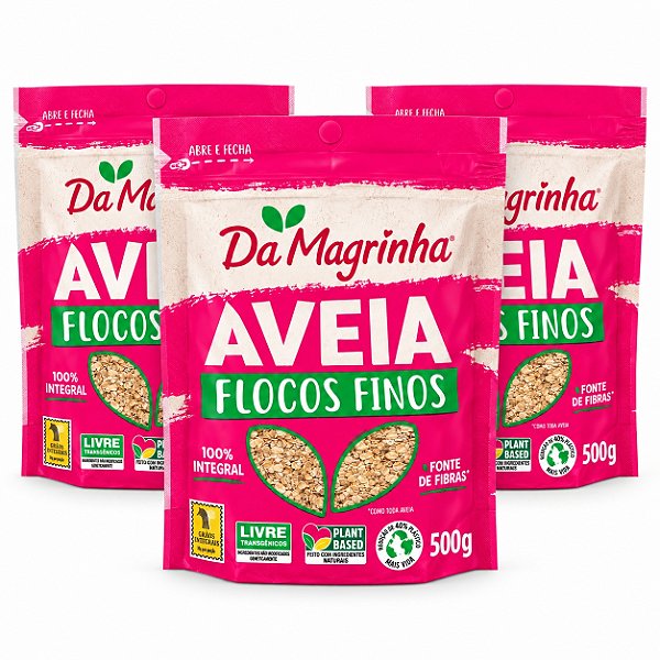 3x Aveia Flocos Finos - Da Magrinha 500g
