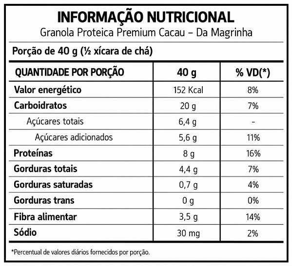 3x Granola Proteica Premium Cacau - Da Magrinha 200g