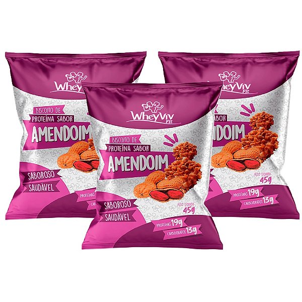 3x Biscoito de Amendoim - Wheyviv - 45g