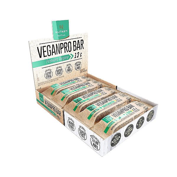 Veganpro Bar Sabor Amendoim Crocante - Nutrify Caixa com 10 un.