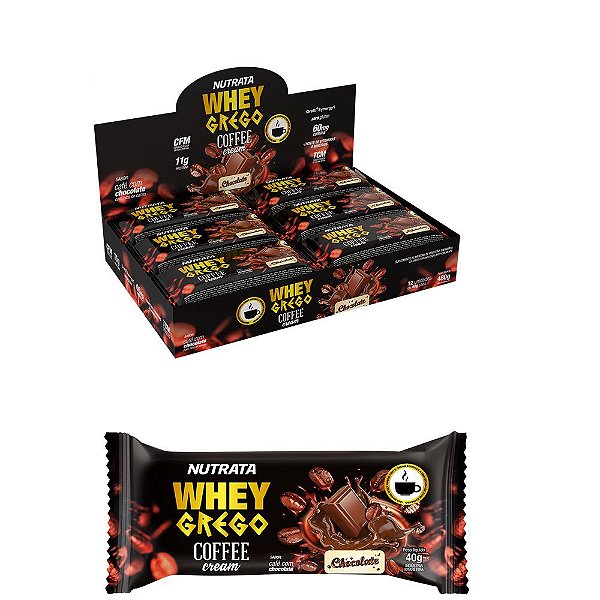 Whey Grego Bar Sabor Coffee Chocolate - Nutrata - Caixa com 12 un.