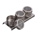 Porta Condimento Inox Magnético – 3 potes com Imã