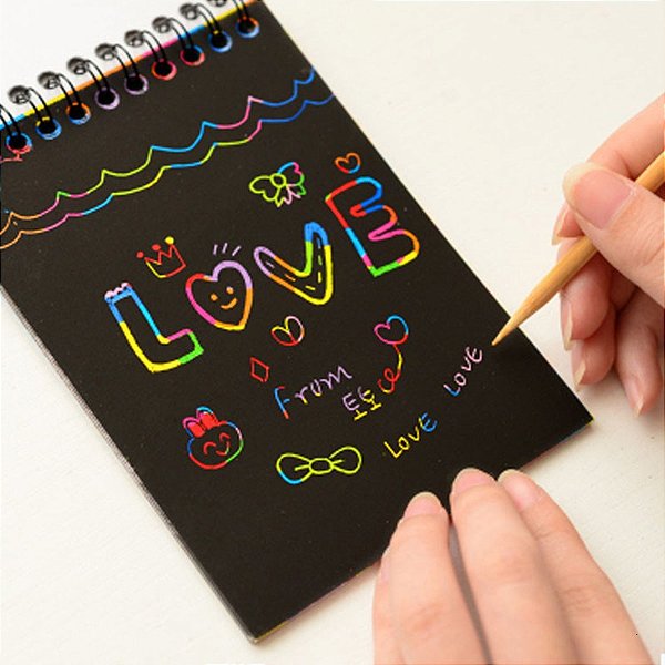 Bloco Caderno De Desenho Com Papel Mágico Colorido