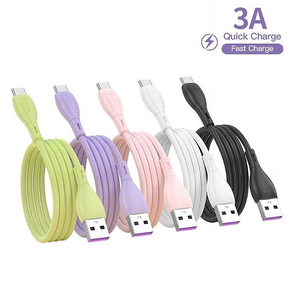 Cabo Carregador Usb Turbo Carregamento Rápido Colorido