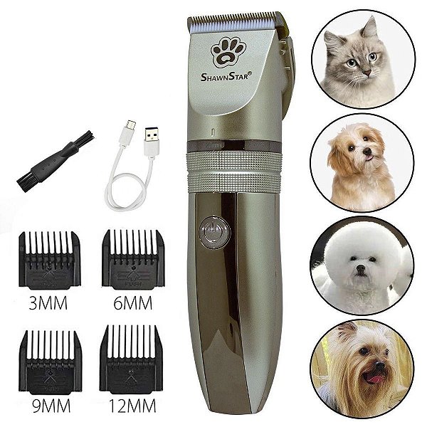 Máquina Tosador Aparador Pelos Pet Cães Gatos Recarregável