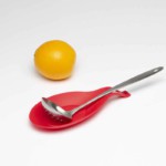 Descanso de Talheres em Silicone Vermelho Com Apoio Alça