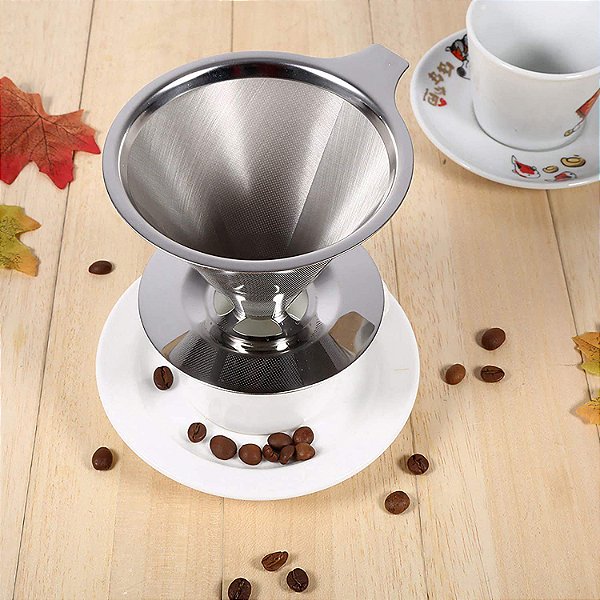 Filtro Coador de Café Inox com Base Sem Uso de Papel