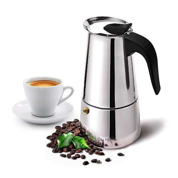 Cafeteira Italiana Luxo 6 Xícaras de Café em Inox