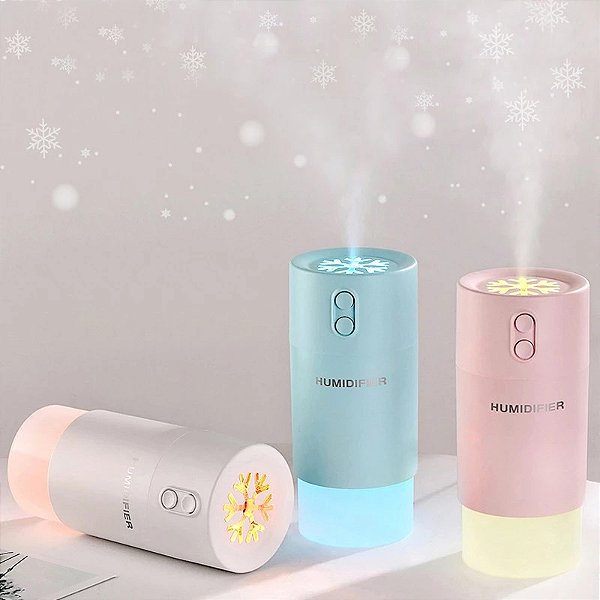 Umidificador com Luminária e Ventilador Portátil Snowflake