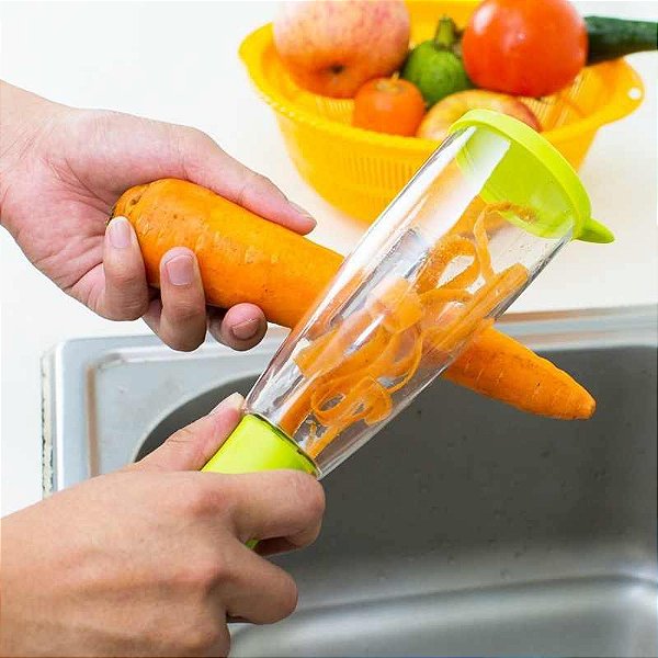 Descascador com Reservatório Frutas e Legumes Anatômico e Prático