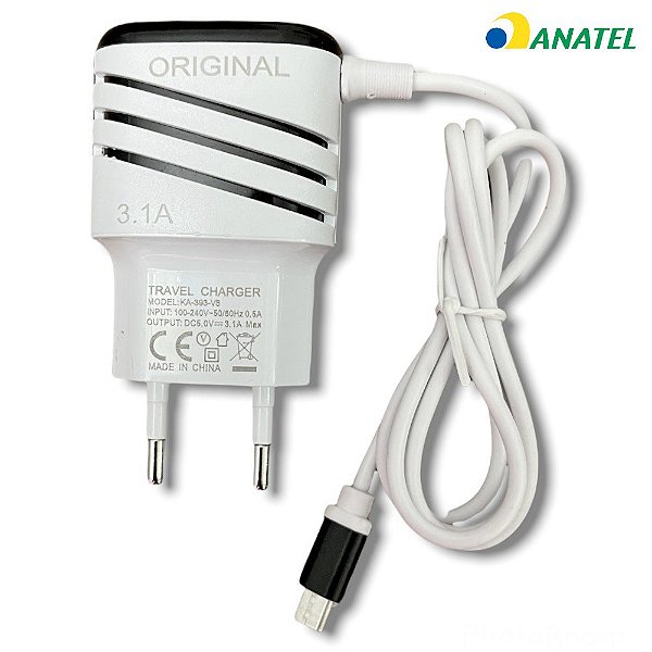 Carregador Turbo de Celular Ultra Rápido 3.1 com 2 Portas USB – V8 ou Tipo C