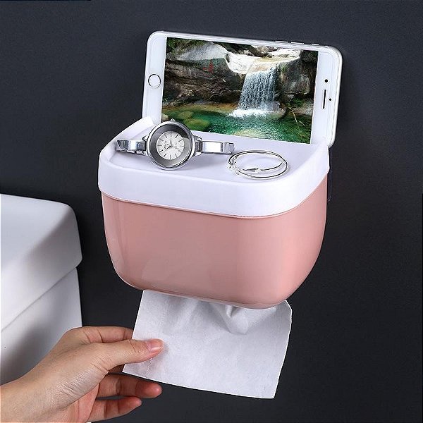 Porta Papel Higiênico Adesivo Sem Furo Suporte Celular