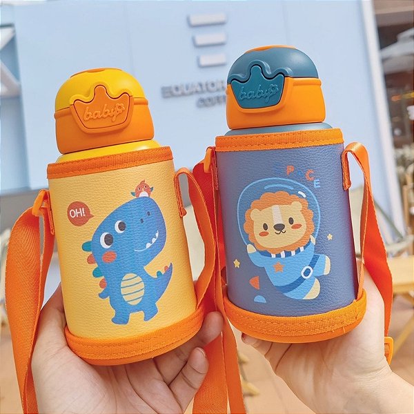Garrafa Térmica Infantil Desenho Animado Em Aço Inoxidável Com Proteção de Isolamento 500ml