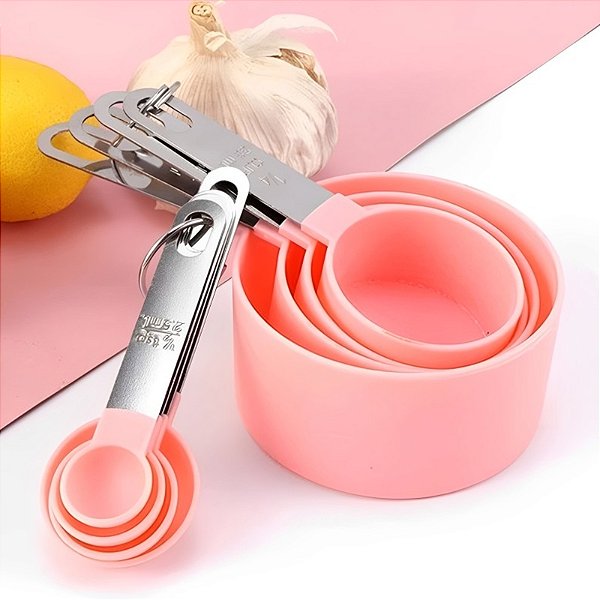 Kit Medidor Culinário Colher Copo Em Aço Inox – 08 Peças
