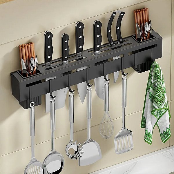 Suporte Organizador Talheres de Parede com Adesivo Em Aço Inox