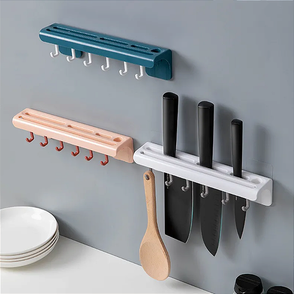 Suporte Organizador Parede Cozinha Adesivo Ganchos Facas Talheres