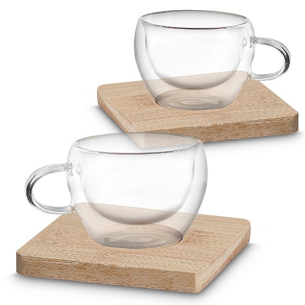 Conjunto de xícaras de vidro