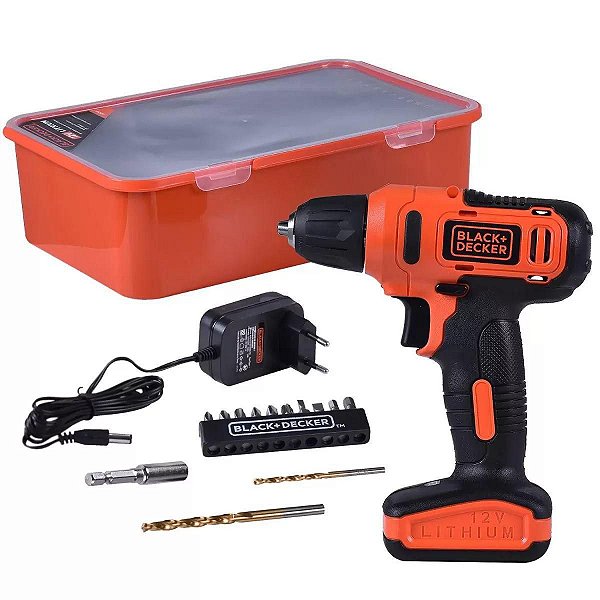 Parafusadeira/Furadeira 12V C/13 Acessorios + Caixa Black&Decker