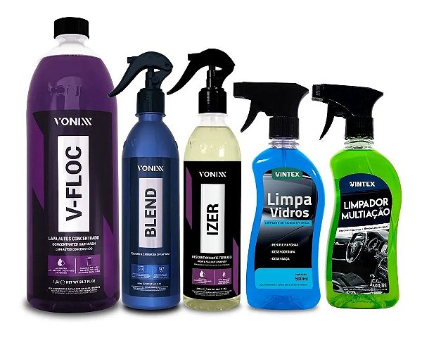 Kit C/5 Produtos Para Limpeza de Carros E Motos Vonixx