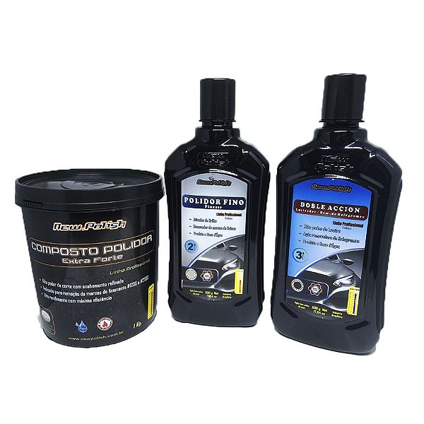 Combo New Polish  - Composto Polidor Extra Forte 1kg + Finesse 500g + Lustrador 500g