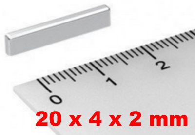 Imã De Neodímio Bloco 20mm x 4mm x 2mm *10 Peças*