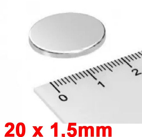 Imã De Neodímio Disco 20mm x 1,5mm *20 Peças*