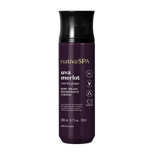 Body Splash Desodorante Colônia Nativa Spa Uva Merlot 200ml - O Boticário