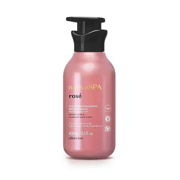 BOTICÁRIO NATIVA SPA LOÇÃO HIDRATANTE CORPORAL ROSE 400ML