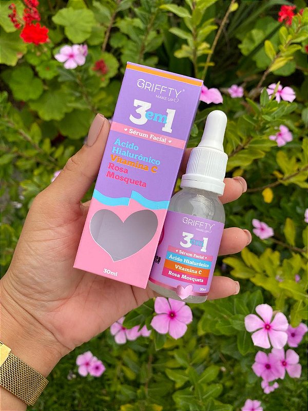 Sérum Facial com Ácido Hialurônico + Vitamina C e Rosa Mosqueta 30ml