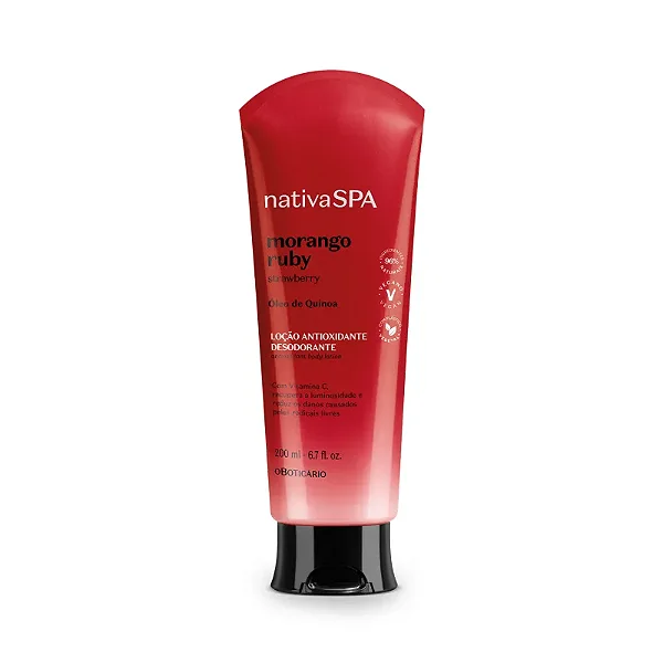 BOTICÁRIO NATIVA SPA LOÇÃO ANTIOXIDANTE HIDRATANTE CORPORAL MORANGO RUBY 200ml