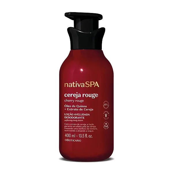 BOTICÁRIO NATIVA SPA LOÇÃO HIDRATANTE CORPORAL AVELUDADA CEREJA ROUGE 400ml