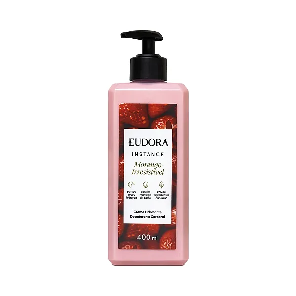 EUDORA INSTANCE LOÇÃO DESODORANTE HIDRATANTE CORPORAL MORANGO IRRESISTIVEL 400ml