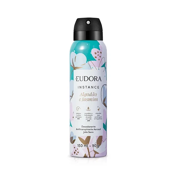 Desodorante Antitranspirante Aerosol Instance Algodão e Jasmim 150ml/90g - Eudora