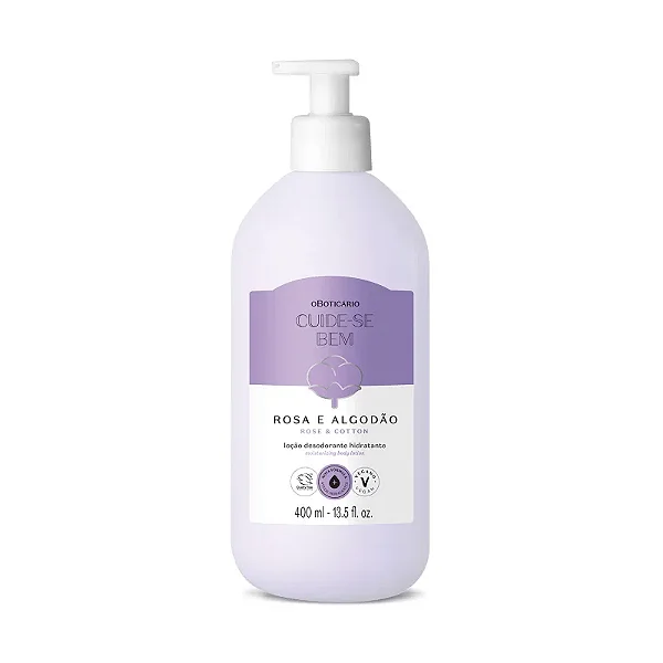 Loção Hidratante Desodorante Corporal Cuide-se Bem Rosa e Algodão 400ml - O Boticário