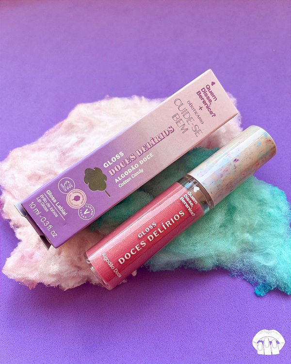 Gloss Labial Rosa Cuide-se Bem Doces Delírios Algodão Doce Quem disse, Berenice? 10ml