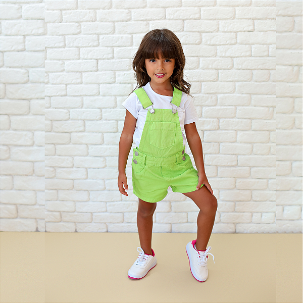 Jardineira Infantil Jeans Menina Renata
