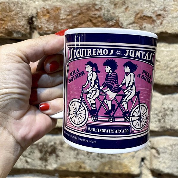 Caneca Bike Feminista Uma Puxa a Outra