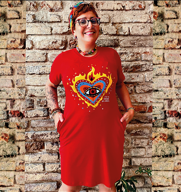 Vestido Básico Curto Coração Rebeldia