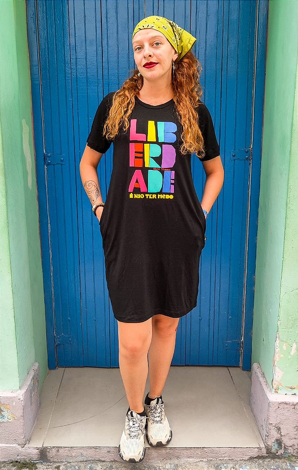 Vestido Básico Curto Liberdade é Não Ter Medo