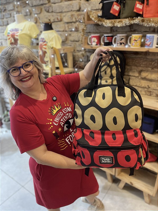 Mochila Lona Estampada Ray Vianna Magu Bordô