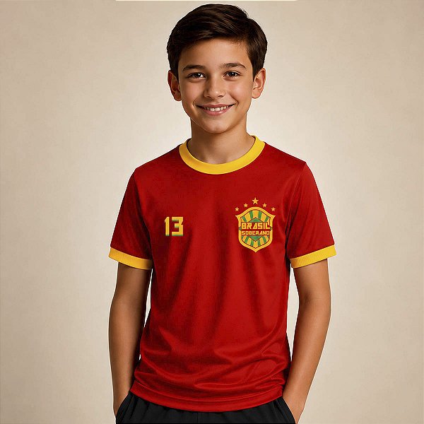 Camiseta Seleção Brasileira Vermelha Infantil
