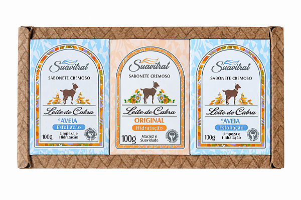 Kit Suavitrat misto  com 2 Sabonetes Leite de Cabra com  Aveia e 1 Sabonete Leite de Cabra Original