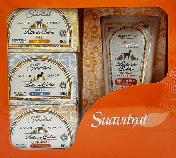 Kit Suavitrat de 3 Sabonetes e 1 Loção de Leite de Cabra Original