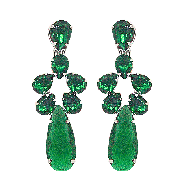Brinco de Pressão Pretiosus  Nobreza - Sete Pedras, Uma Afirmação de Elegância - Verde Esmeralda